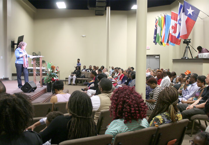 Susan Nichols speaking at Faith City